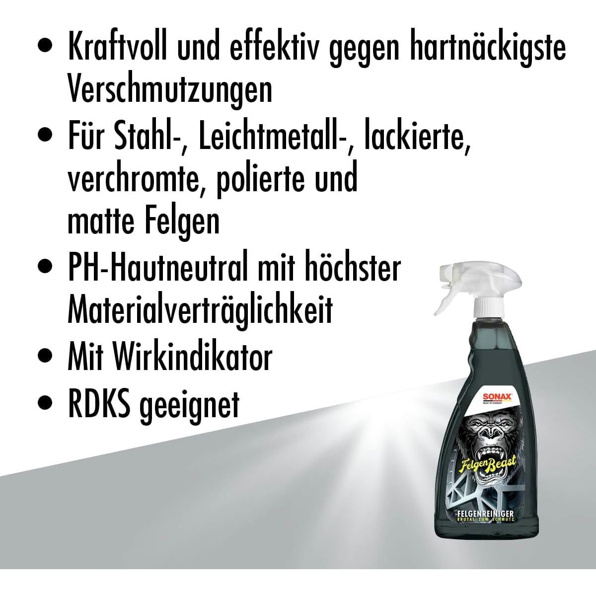 SONAX Felgenbeast (1 Liter) Felgenreiniger Für Alle Polierten, Verchromten Und Matten Stahl- & Leichtmetallfelgen | Art-Nr. 04333000