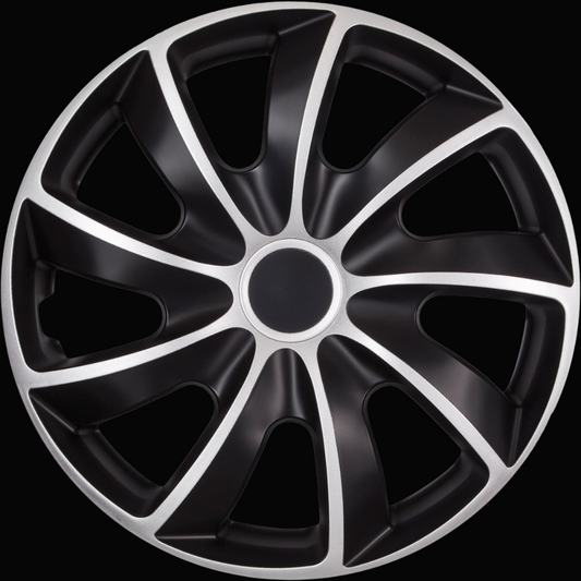 NRM Wheel Trims Quad Bicolour Black/Silver Set of 4