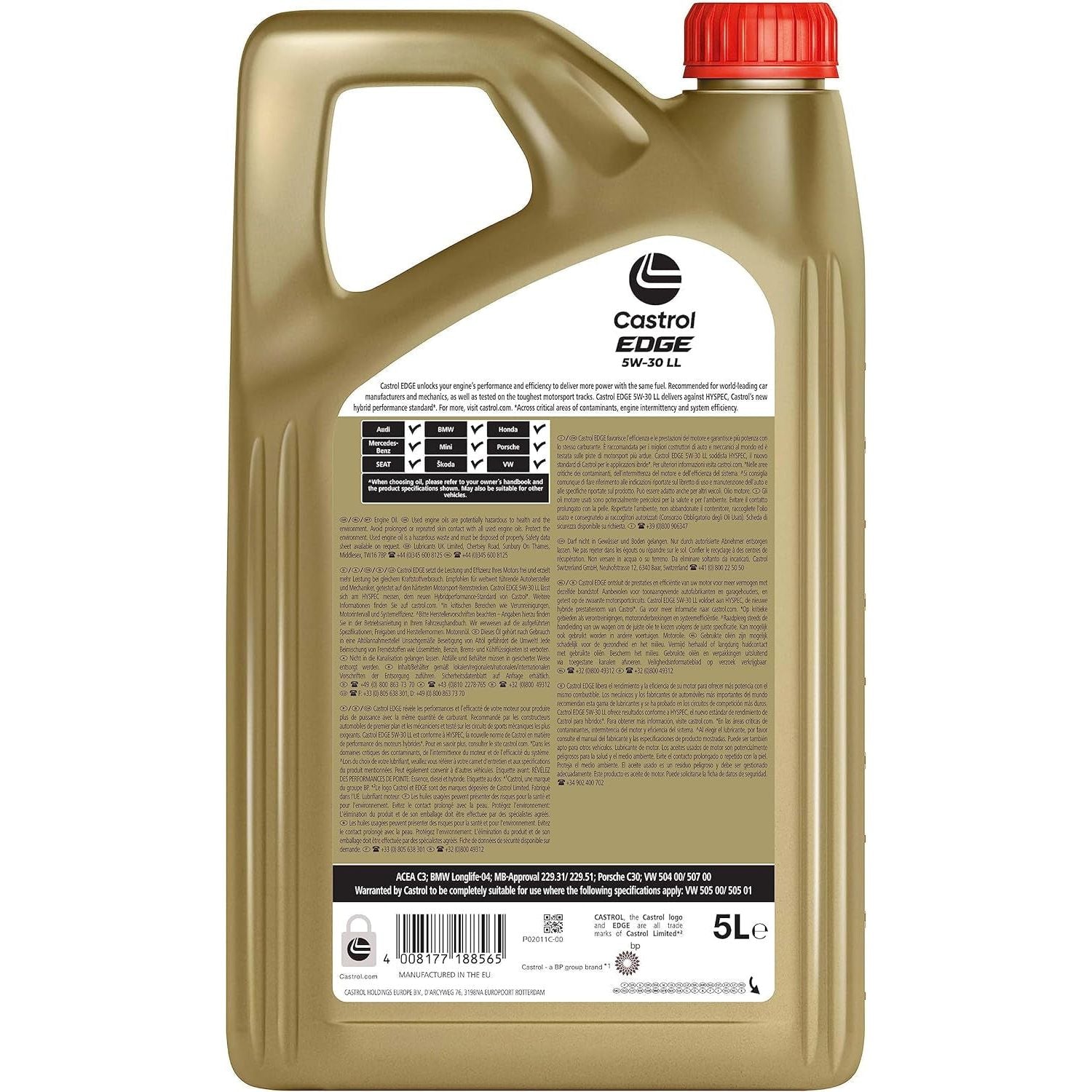 Castrol EDGE 5W-30 LL Longlife Motoröl, 5L, Gold